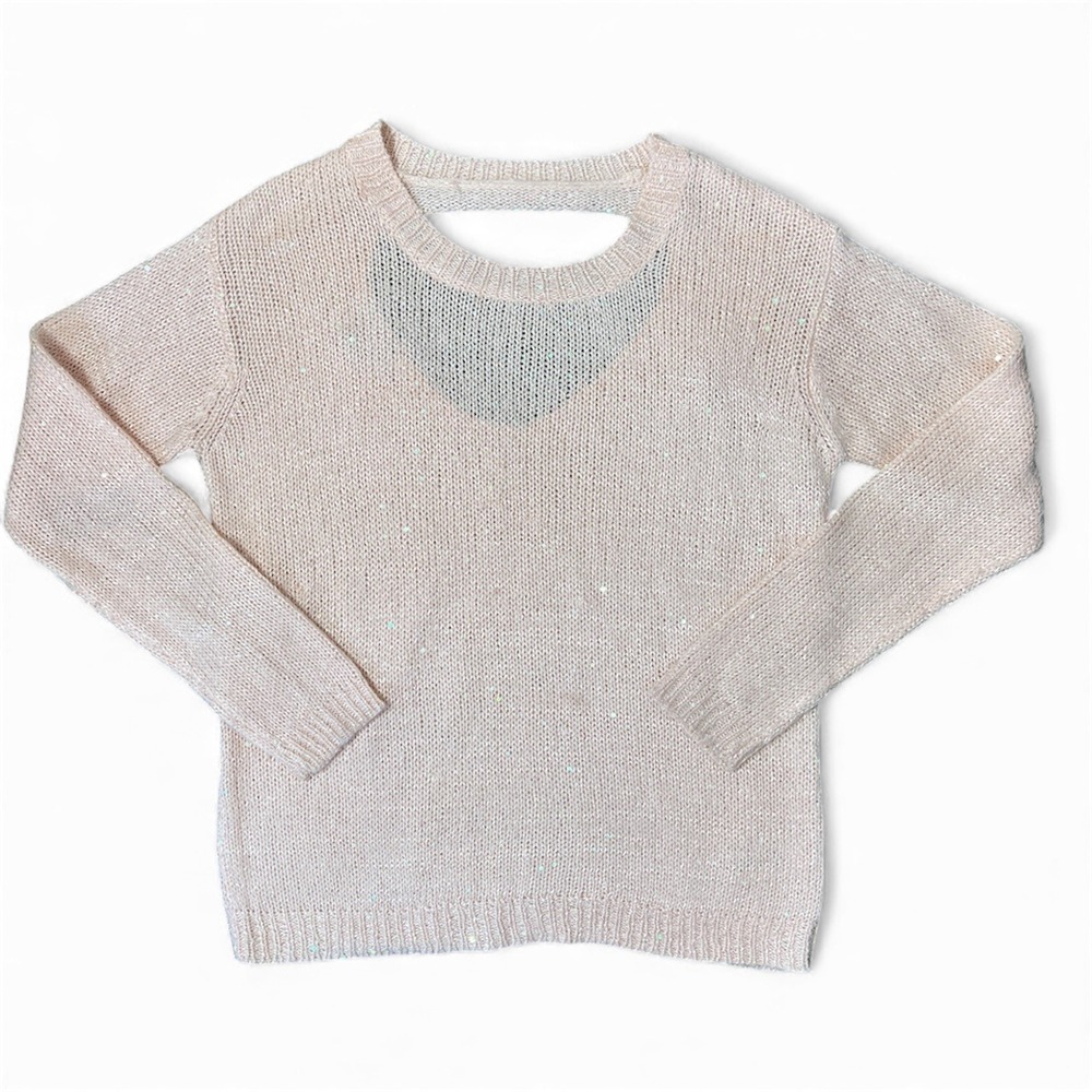 Forever 21 Light Pink Sequin Embellishments Backless Knit Sweater Womens Size M